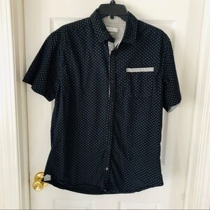 PD&C black & Navy printed button up cotton men’s shirt size Medium